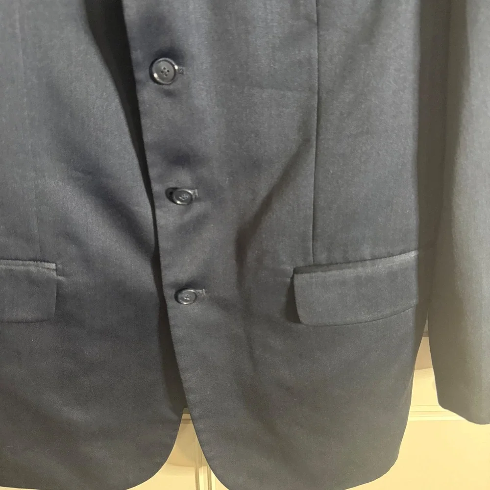Vanetti Mens Navy Blue 4 Button Blazer Suit Jacket Size 40L Formal Professional